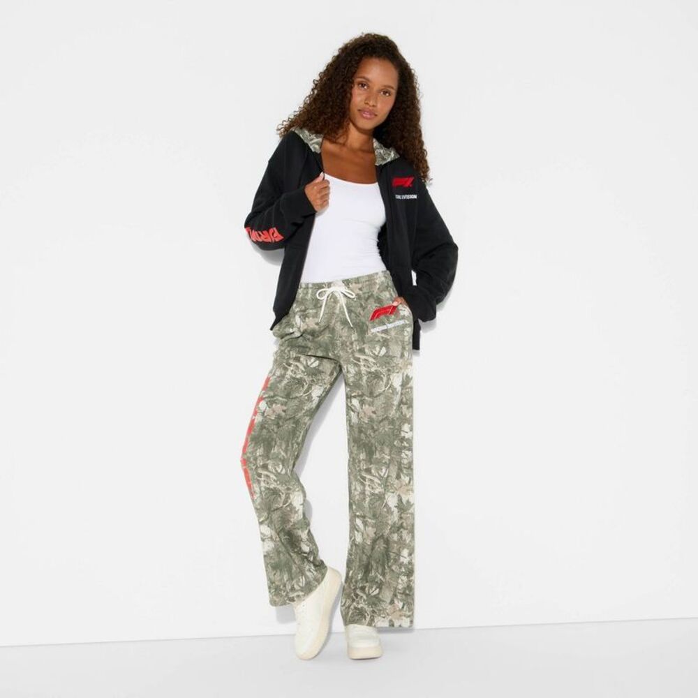 Women's F1 Camo Zip-Up Hoodie Graphic Sweatshirt - Black XXS